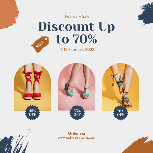 Collage with Announcement of Discount on Women's Shoes Instagram tervezősablon