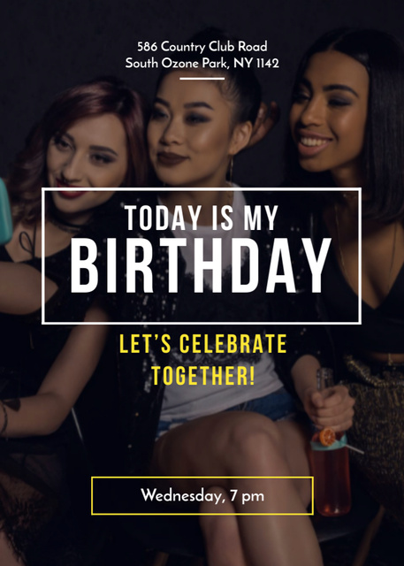 Birthday Party with Young Beautiful Women Flayer Design Template