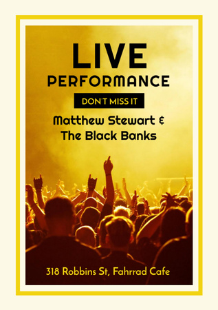 Modèle de visuel Live Performance Announcement with Crowd at Concert - Flyer A7