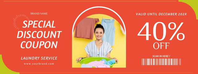 Template di design Special Discount Offer for Laundry Services Coupon