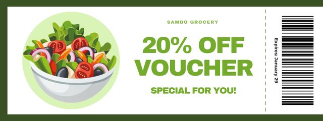 Special Discount For Food With Salad In Bowl Coupon Design Template