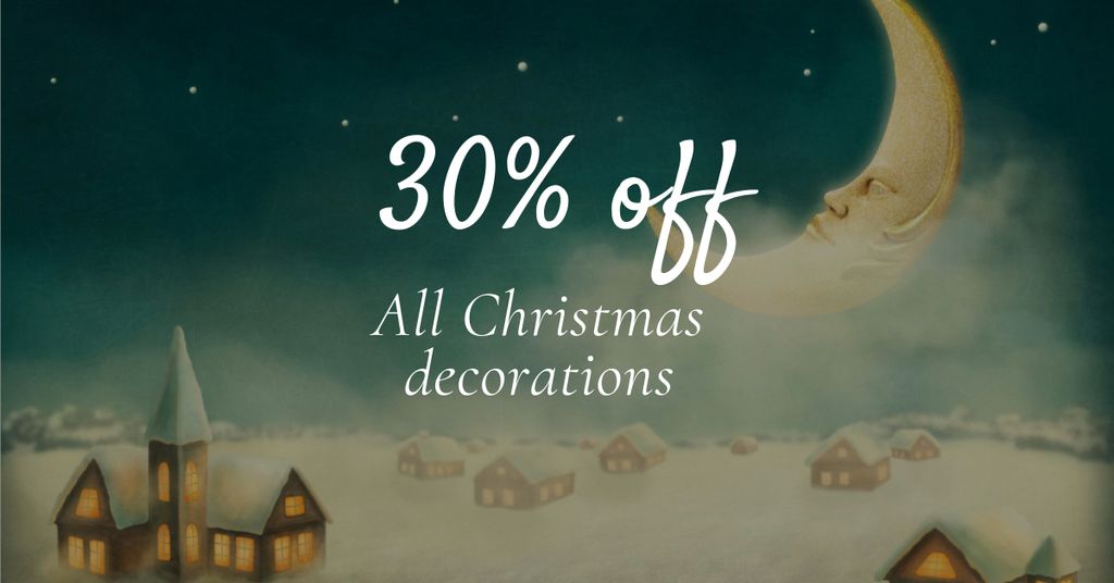 Plantilla de diseño de Christmas Decorations Offer with Moon Facebook AD 