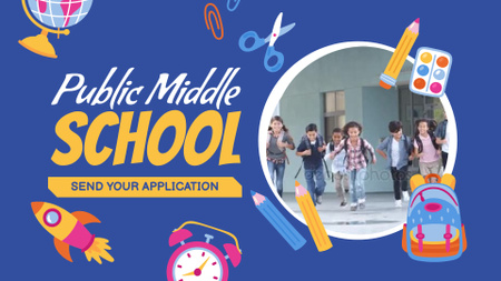 Designvorlage Public Middle School Apply Announcement In Blue für Full HD video