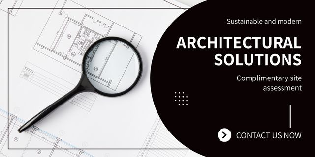 Designvorlage Minimalistic Architectural Design With Blueprints für Twitter