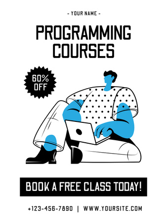 Programming Courses Ad with Offer of Discount Poster US Design Template