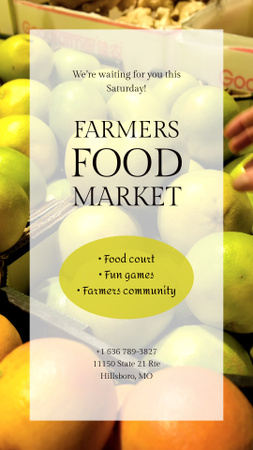 Farmers Food Market With Citruses Announcement TikTok Video Design Template