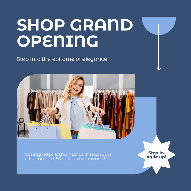 Szablon projektu Attire Shop Grand Opening Event With Discounts Instagram