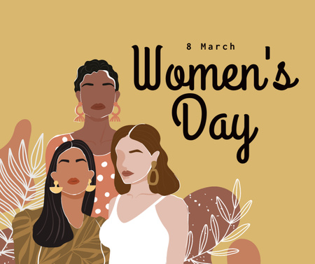 Platilla de diseño International Women's Day with Beautiful Multiracial Women Facebook
