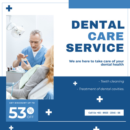 Dental Care Services with Patient with Doctor Instagram Design Template