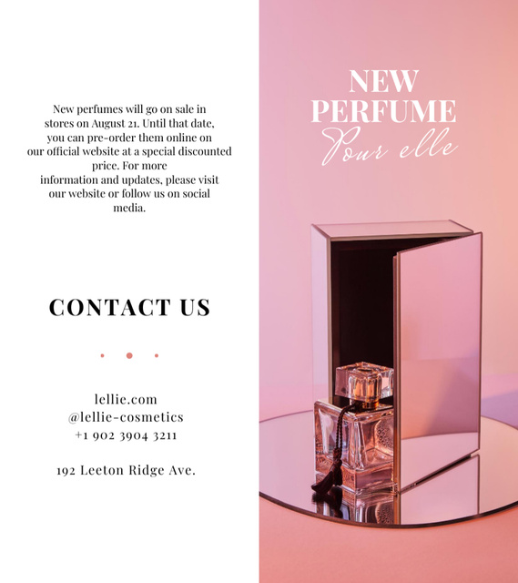 Luxurious Perfume Offer Sale in Pink Brochure 9x8in Bi-fold Design Template
