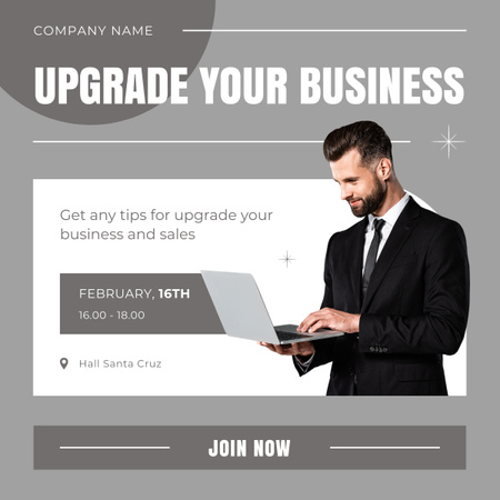 Plantilla de diseño de Business Upgrading Course Ad on Grey LinkedIn post 