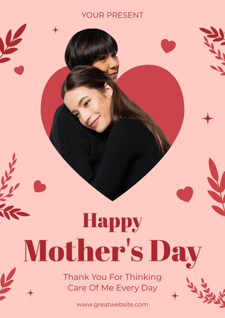 Szablon projektu Pozdrowienia z okazji Dnia Matki z przytulaniem Matki i Córki Poster