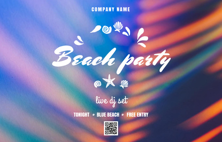 Dance Beach Party With Free Entry Invitation 4.6x7.2in Horizontal Design Template