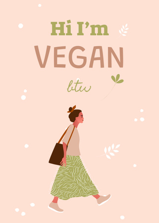 Plantilla de diseño de concepto de estilo de vida vegano con mujer con estilo Postcard 5x7in Vertical 