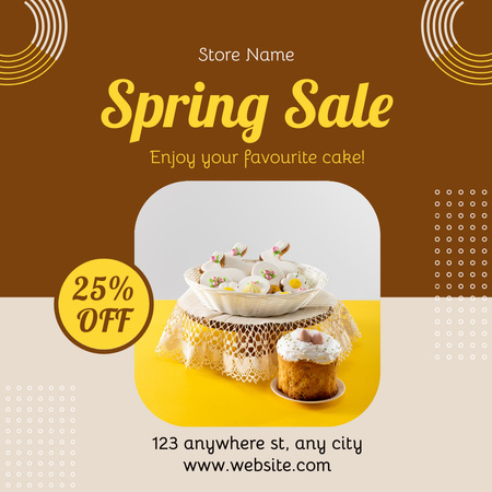 Spring Sale Offer with Tasty Easter Cake and Easter Cookies Instagram AD Design Template