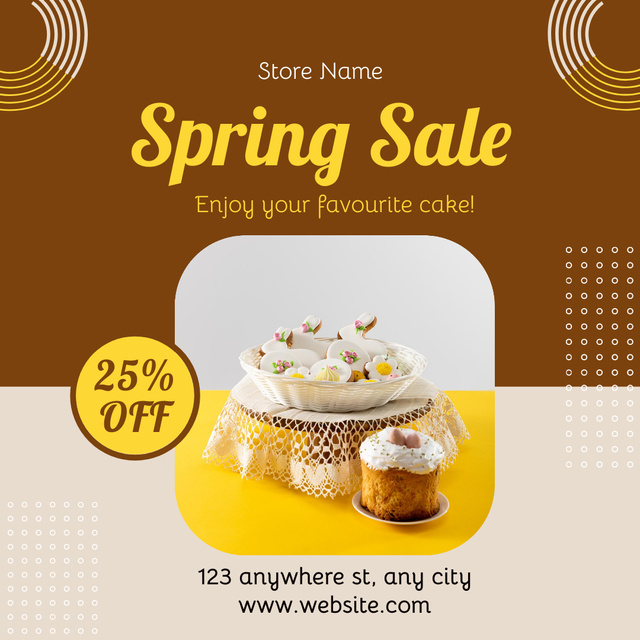Spring Sale Offer with Tasty Easter Cake and Easter Cookies Instagram AD Tasarım Şablonu