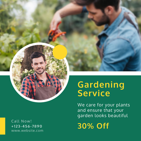 Bahçıvan Hizmet Teklifi Instagram Tasarım Şablonu