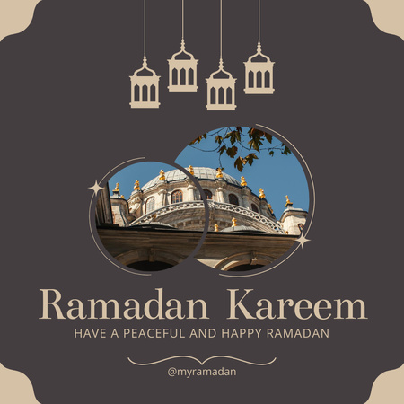 Ramadan Month Announcement with Lanterns Instagram Design Template