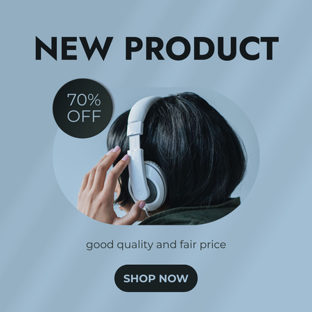 New headphones sale Instagram Πρότυπο σχεδίασης