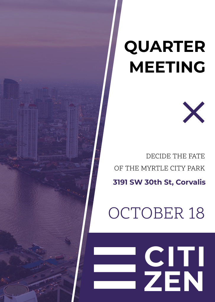 Quarter Meeting Announcement with City View Flyer A6 tervezősablon
