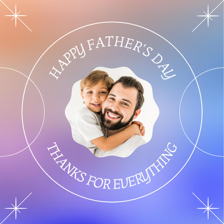 Happy Father's Day Greeting Blue Purple Gradient Instagram Design Template