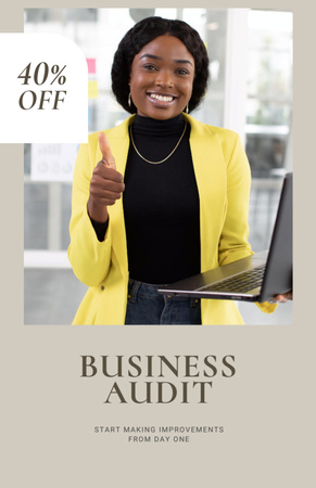 Business Audit Services Ad Confident Businesswoman Flyer 5.5x8.5in Design Template
