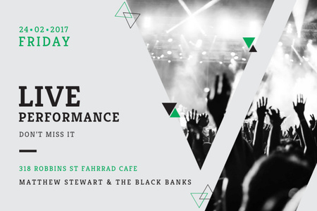 Live performance Announcement with crowd on concert Gift Certificate Design Template