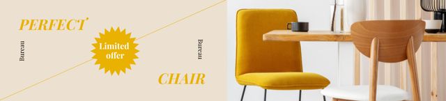 Designvorlage Furniture Offer with Stylish Yellow Chair für Ebay Store Billboard