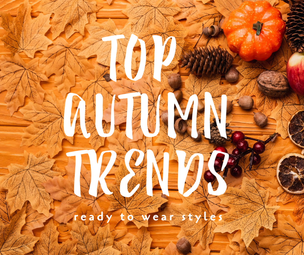Autumn Inspiration with Golden Foliage Facebook Design Template