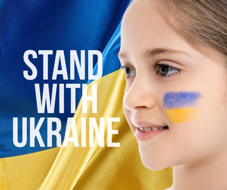 Awareness about War in Ukraine with Little Girl Facebook Modelo de Design