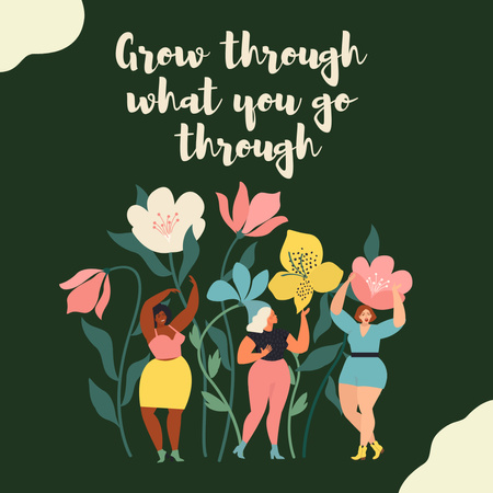 Girl Power Inspiration with Diverse Women and Flowers Instagram Design Template
