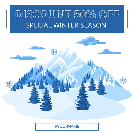 Különleges téli szezon kedvezmény a hegyi tájra Instagram tervezősablon