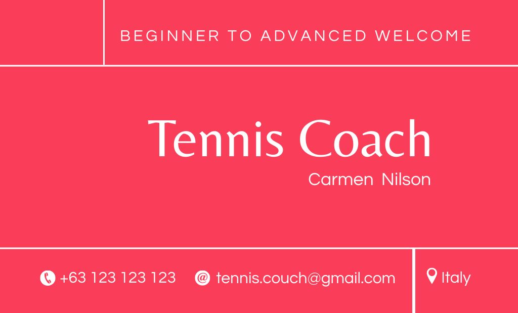 Designvorlage Tennis Coach Service Offer für Business Card 91x55mm