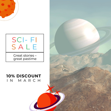Oferta de venda de jogos de ficção científica com narrativa Animated Post Modelo de Design