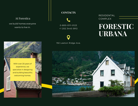 Modern Wooden Residential Complex among the Forest Ad Brochure 8.5x11in Design Template