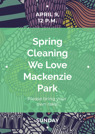 Spring Cleaning Event Invitation with Green Floral Texture Flyer A6 Design Template
