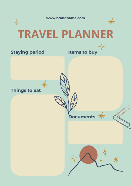 Notes for Travel Destinations on Blue Schedule Planner Šablona návrhu