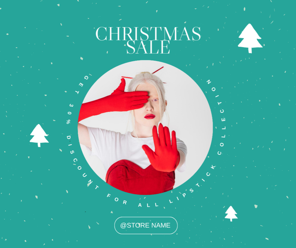 Modèle de visuel Christmas Makeup Sale - Facebook