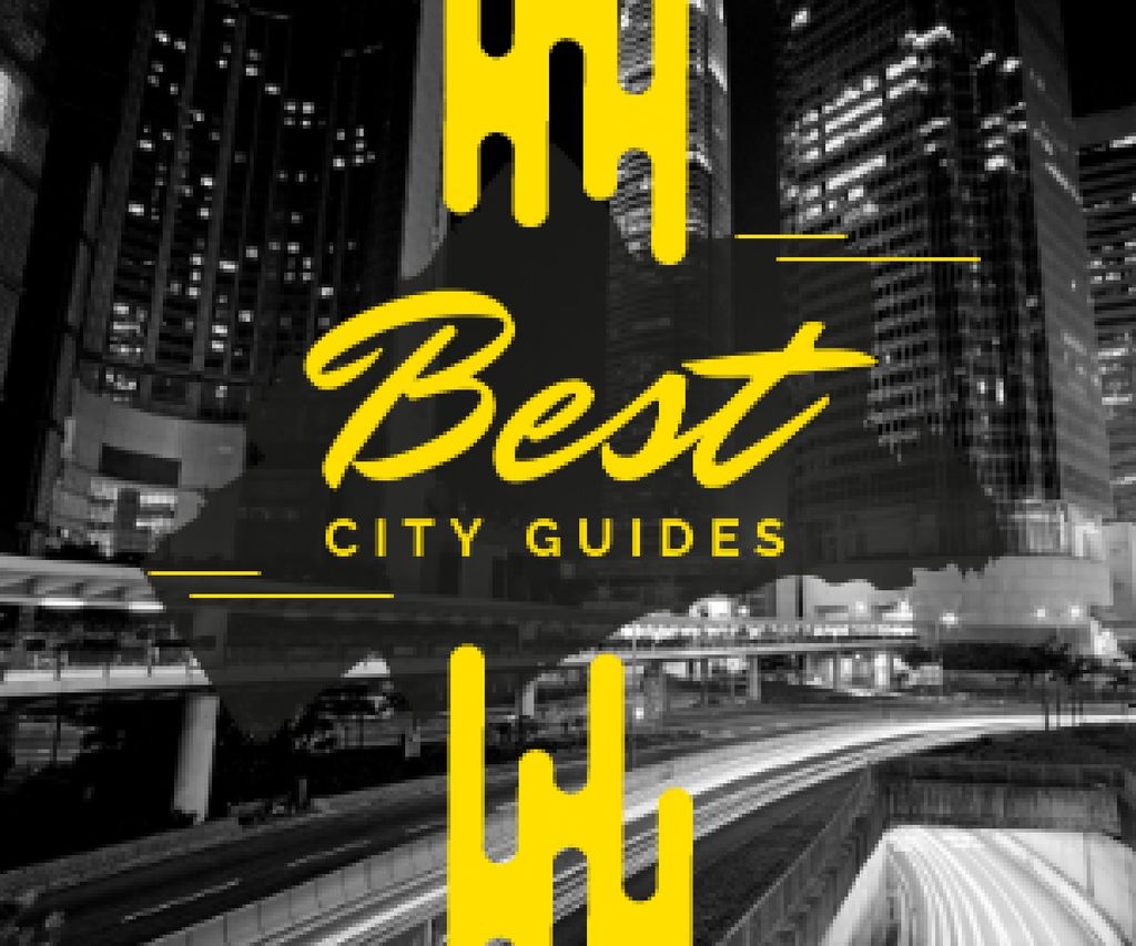 Designvorlage Best City Guides with Night City Landscape für Medium Rectangle