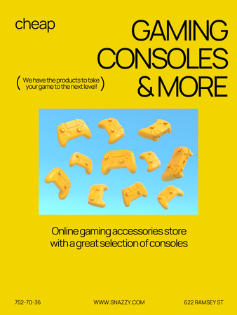 Designvorlage Gaming Gear Ad mit Konsolen für Poster US
