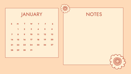 Plantilla de diseño de Espacio colorido para notas con flores. Calendar 