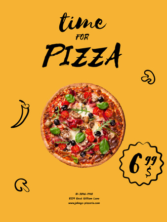 Ontwerpsjabloon van Poster US van Slice of Pizza for restaurant offer