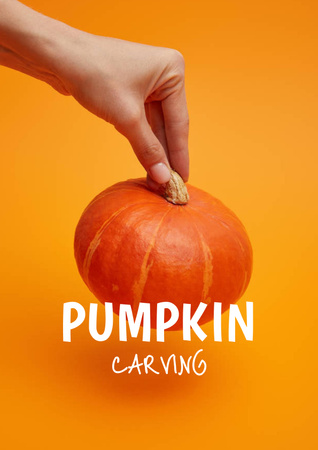 Pumpkin Carving on Halloween Announcement Poster Tasarım Şablonu