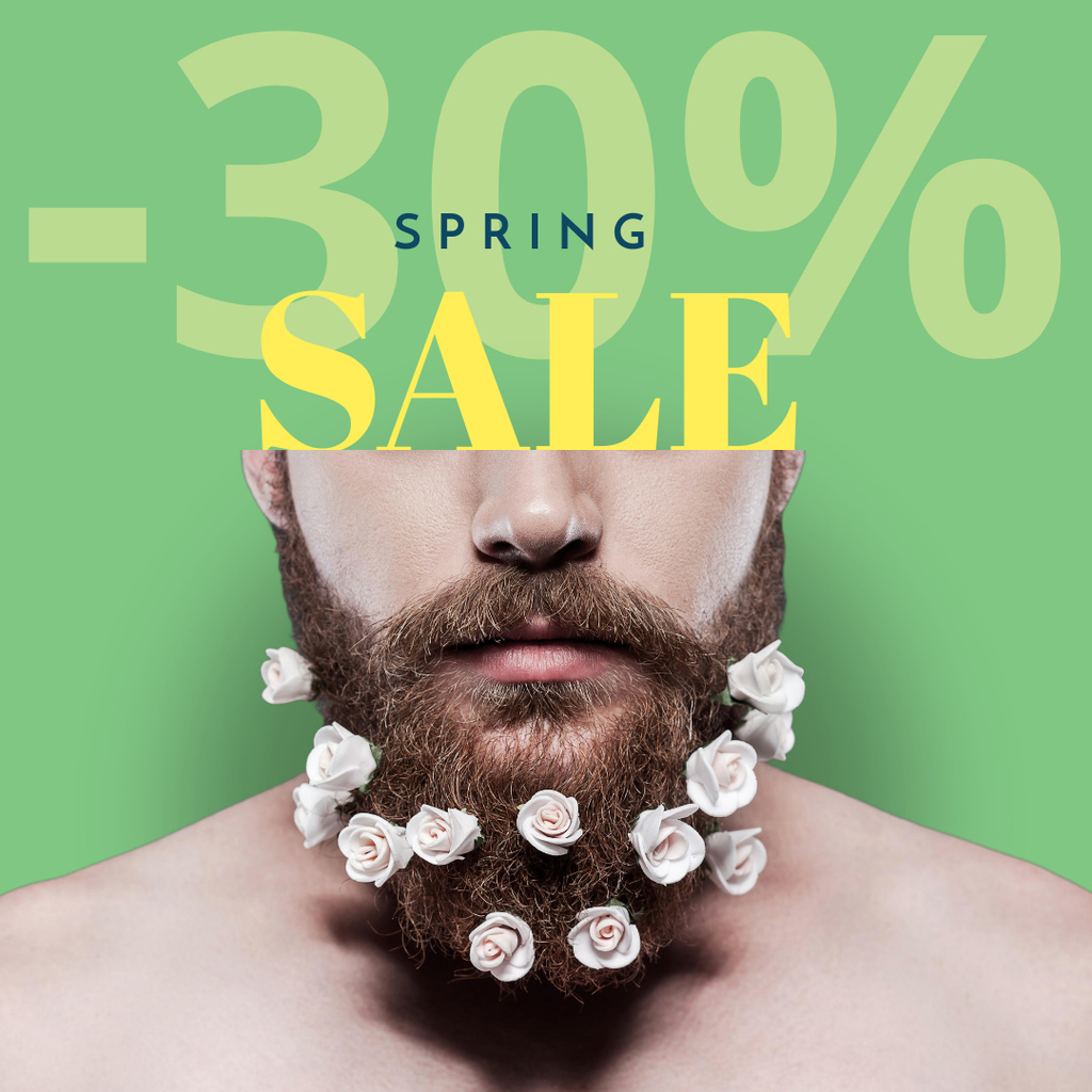 Efficient Barbershop Services Offer With Discount In Spring Instagram Design Template