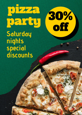 Special Discount on Pizza at Party Flayer Design Template