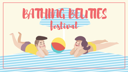 Festival Announcement with Couple by Water FB event cover Modelo de Design