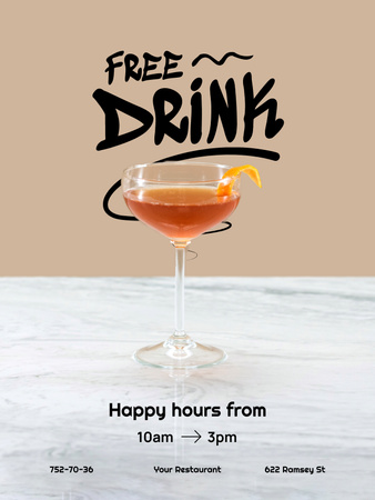 Restaurant's Special Offer of Free Drink Poster US Design Template