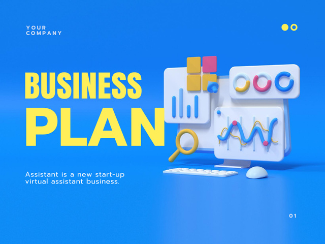 Ontwerpsjabloon van Presentation van Business and Marketing Plan on Blue