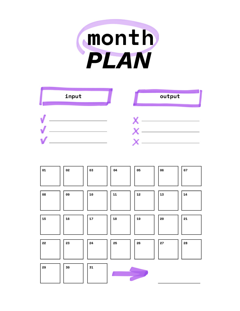 Designvorlage Monthly Budget Plan in Purple für Notepad 8.5x11in