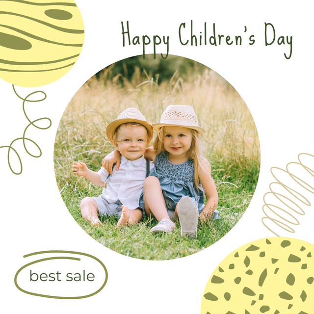 Cute Kids on Children's Day Animated Post Design Template